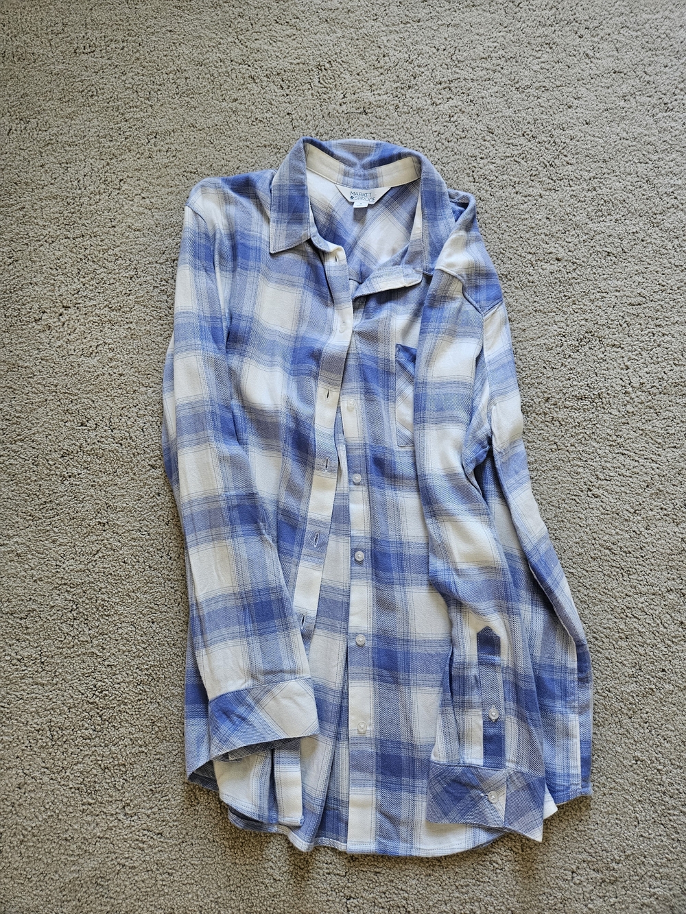 Market & Spruce Blue Plaid Button-Up Shirt - Picture 2 of 4